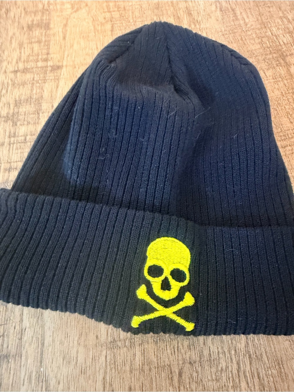 Soul Cycle Black Beanie with Yellow Skull Embroidery-never worn
